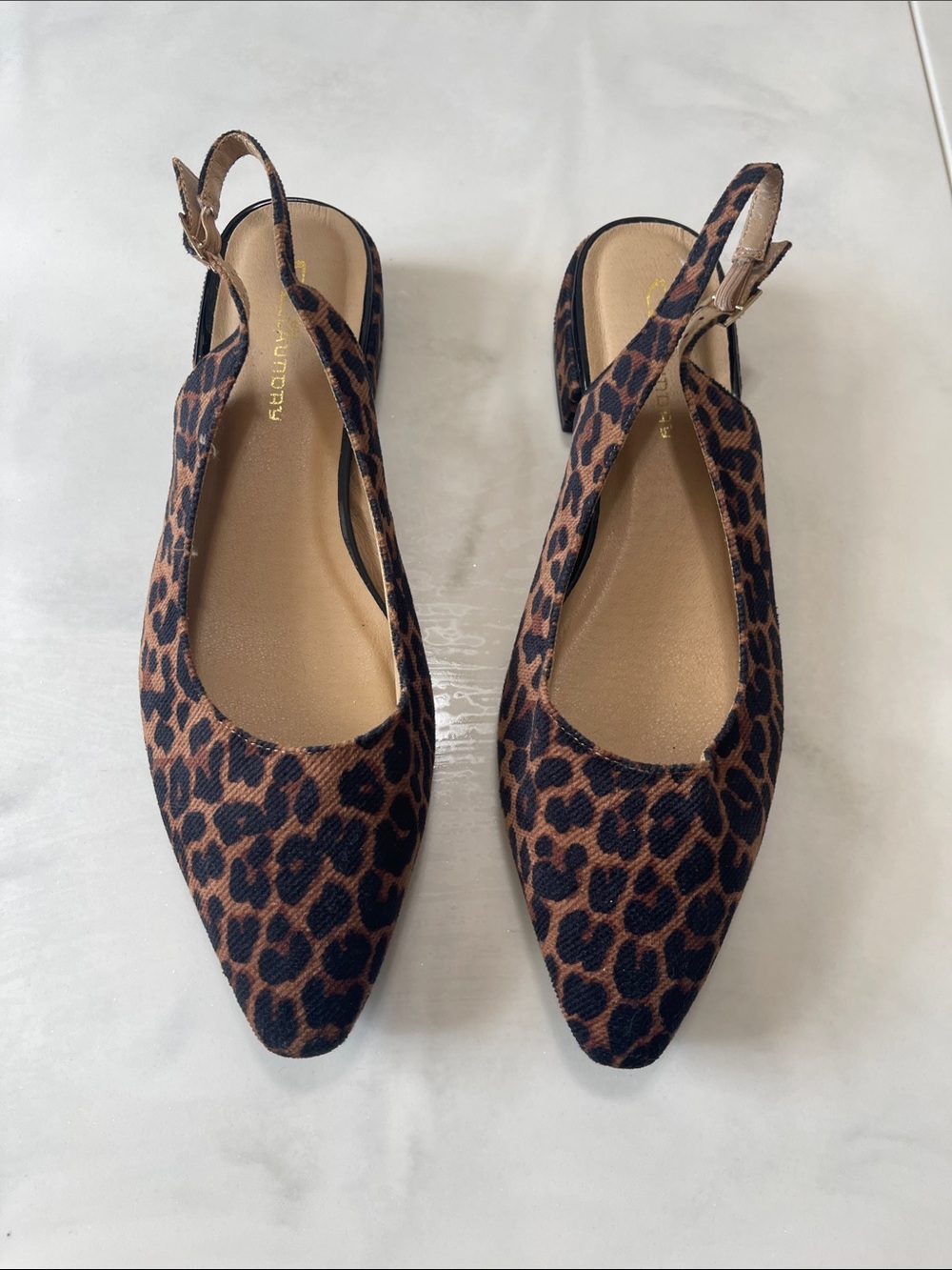 J. Crew Leopard Print Slingback Pointed Flats in Brown and Black